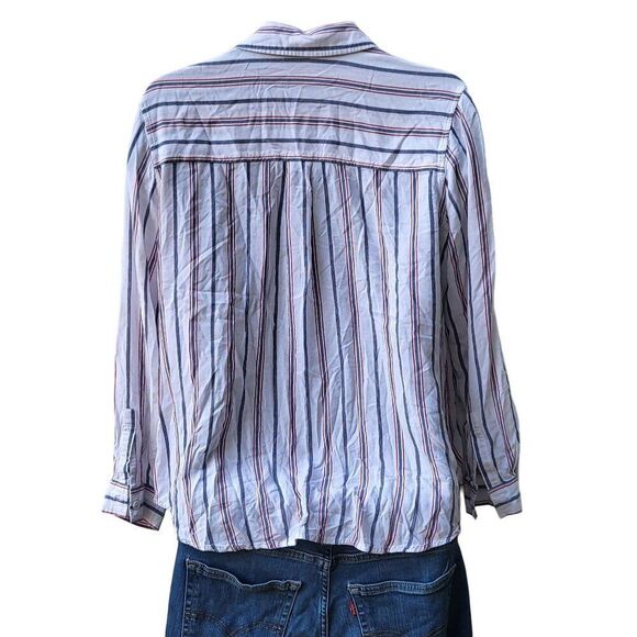 Liverpool Los Angeles‎ Button Down Shirt Women Sz XL Striped Collared Boho - Picture 3 of 7